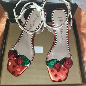 Betsey Johnson Red and Green Polka Dot Sandals